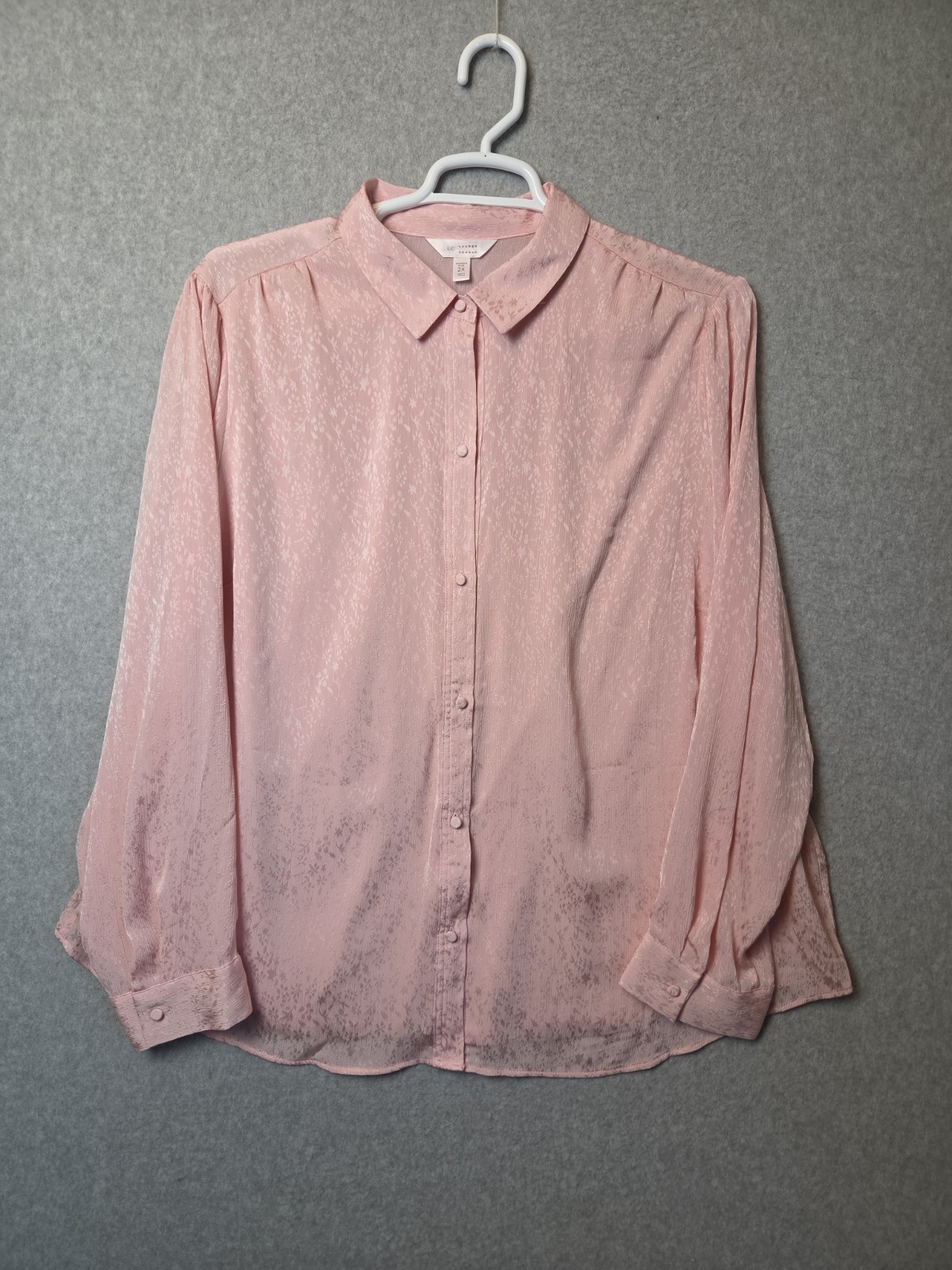 LC Lauren Conrad Pink Floral LS Lined Button Up Blouse Women’s Plus 2X
