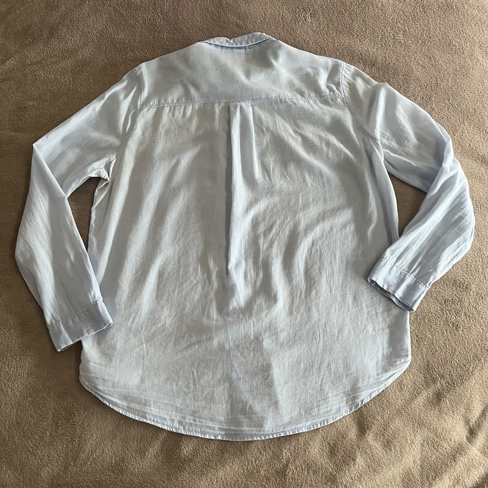 H&M Divided Light Blue Stripe Cotton Long Sleeve Shirt in UK 10 *exc cond*
