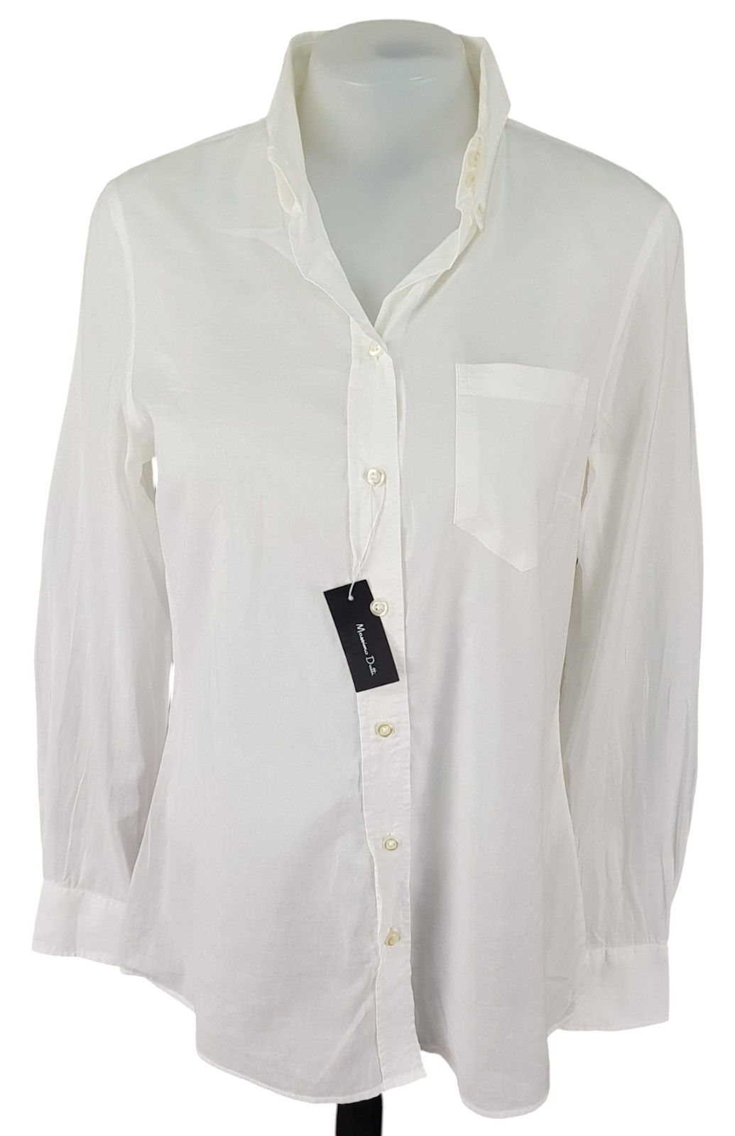 MASSIMO DUTTI Womans White L/S FORMAL EVENING SHIRT – M – UK12 – EU40 – RRP £109