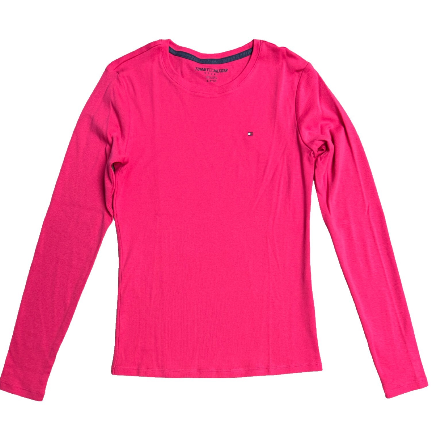 T-Shirt Top Long Sleeve Women Crew Neck Tommy Hilfiger XS-XXL 100Cotton NEW Logo