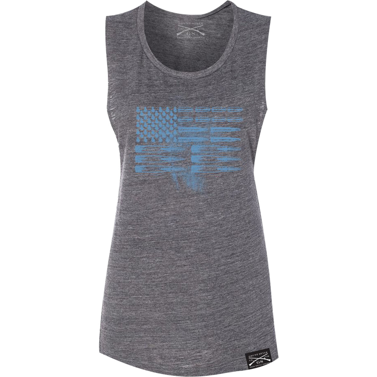 Grunt Style Women’s Ammo Flag Tank Top – Heather Gray
