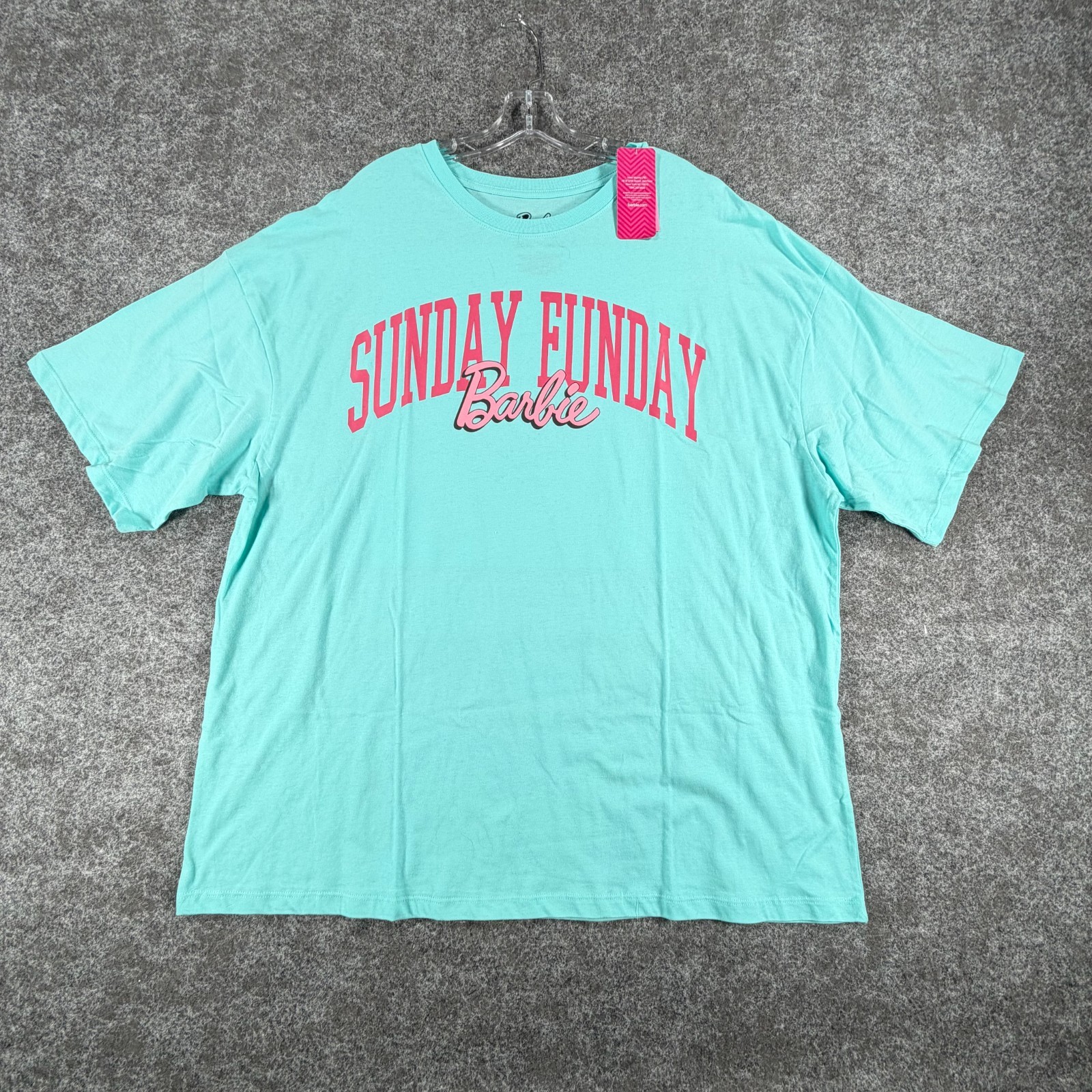 Barbie T Shirt Womens 1X Aqua Cotton Sunday Funday Oversized Doll Pool Ring