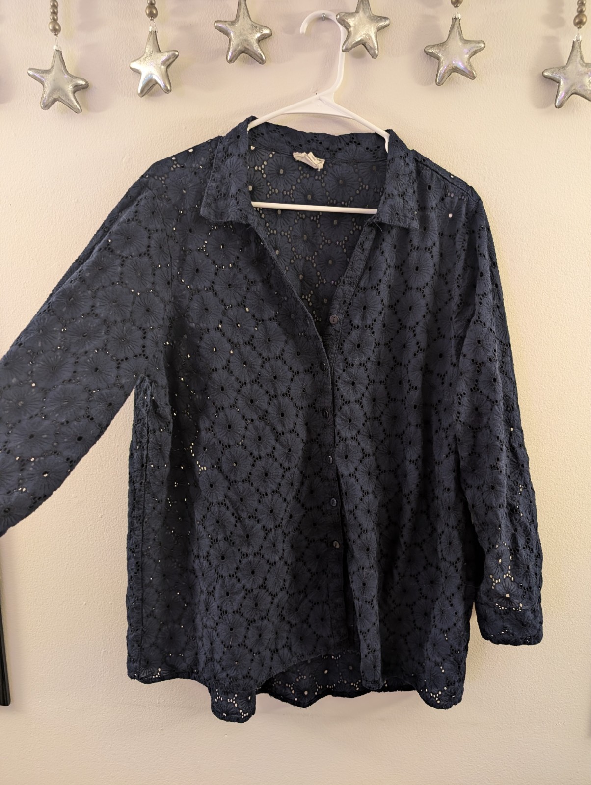 Nicole Miller Artelier Blue Lace Button up – XL