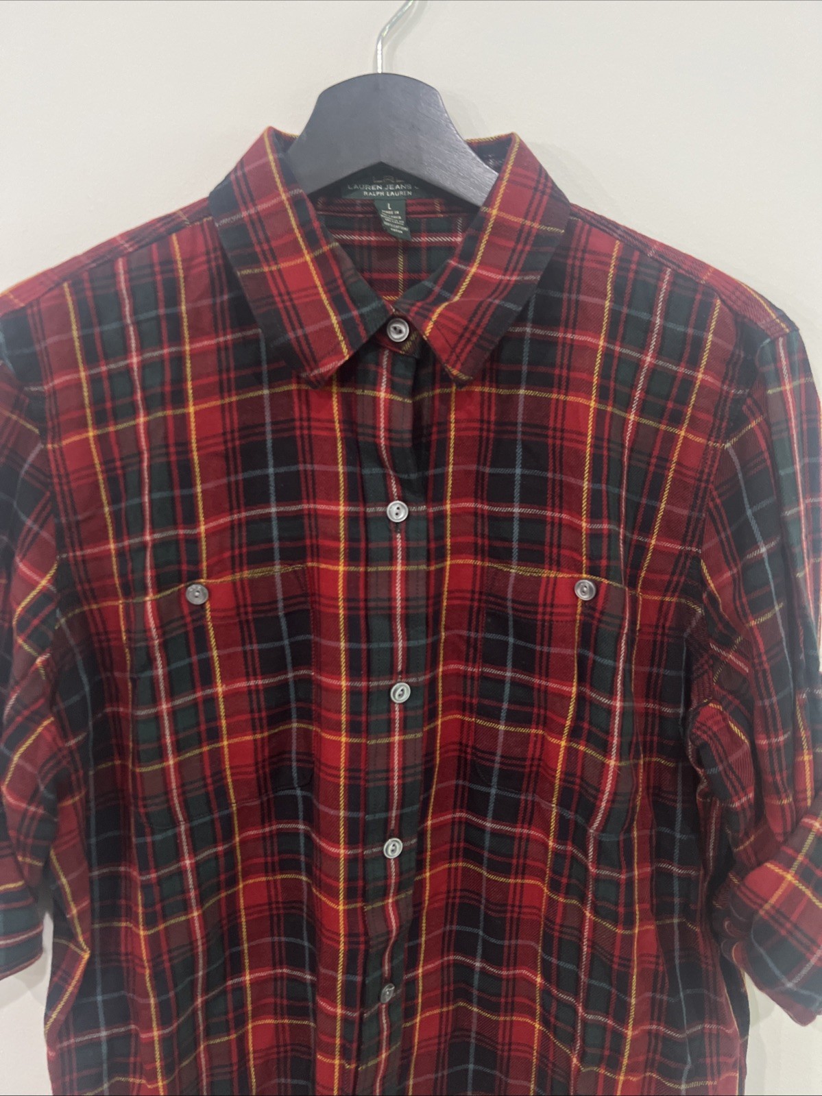 Lauren Ralph Lauren Jeans Co Plaid Button Down Long Sleeve Shirt Size L