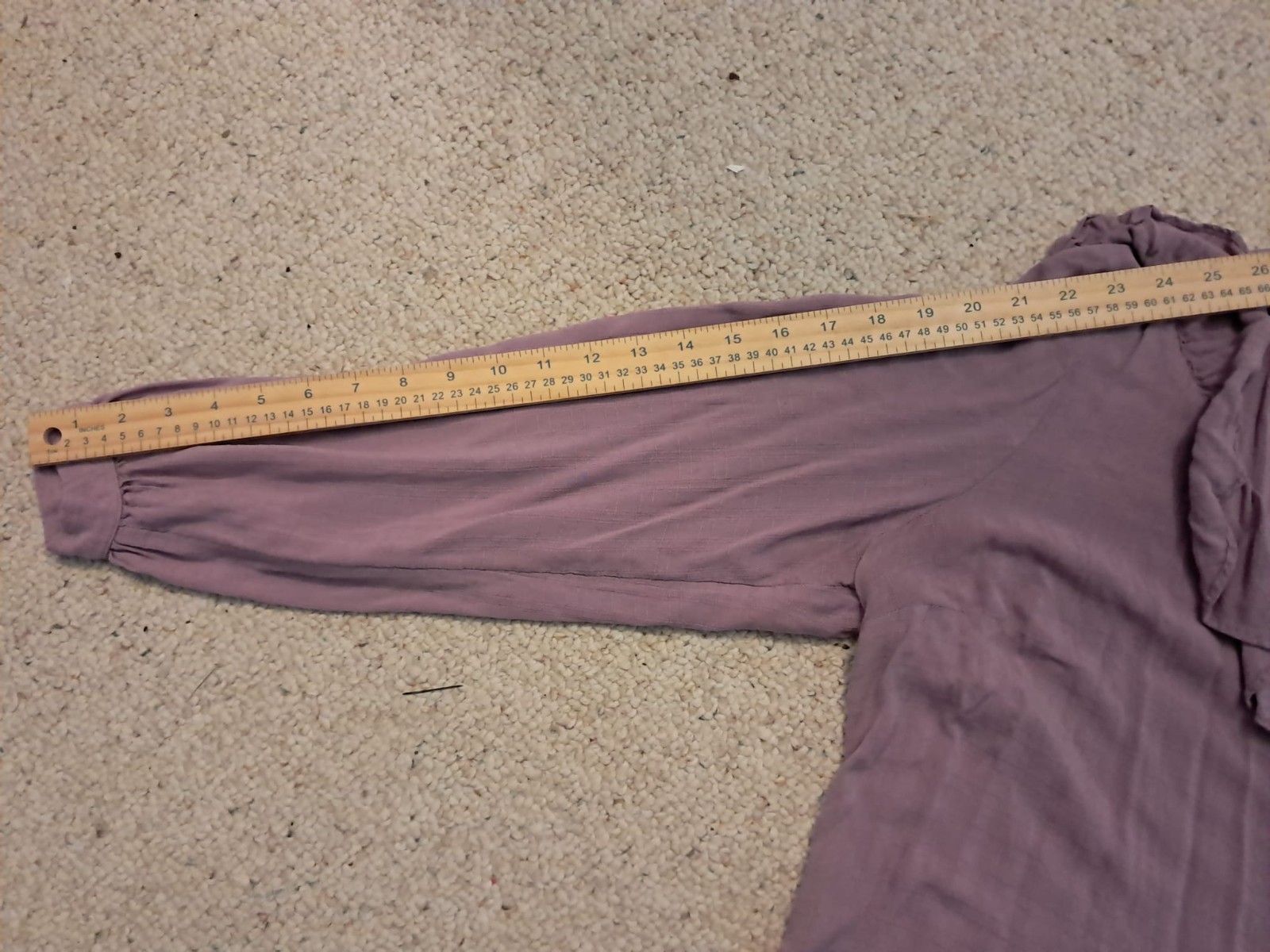 C&A Dusty Pink Mauve Ruffle Button Front Viscose Long Sleeve Blouse Top Sz 12 /