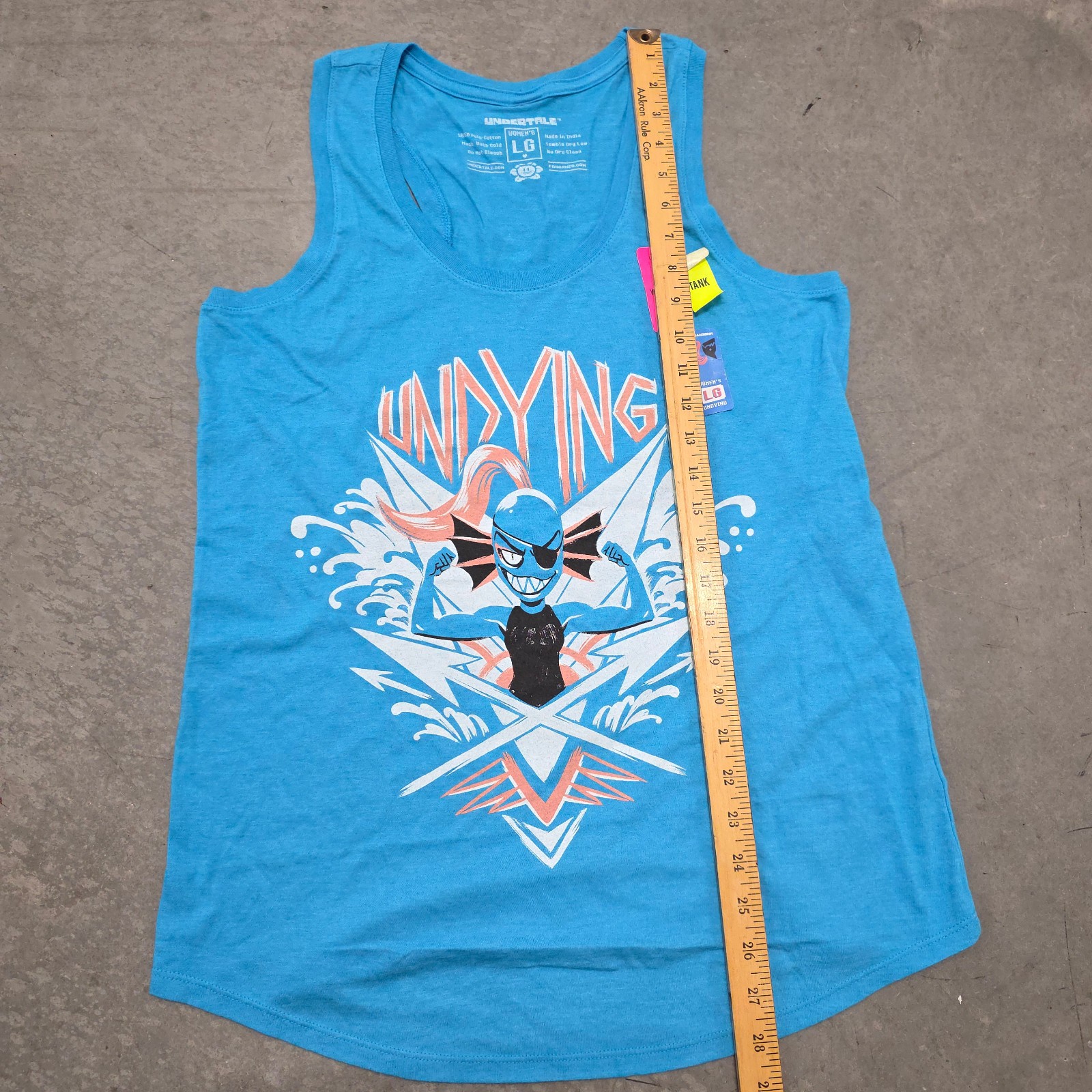 Undertale Undyne Undying Women’s Large L Tank Top Blue Poly Cotton