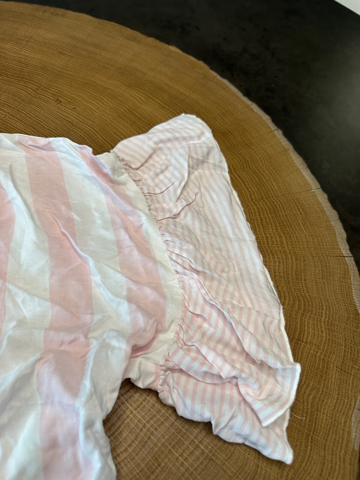 NWT VERSONA PINK WHITE STRIPE RUFFLE TUNIC WOMENS SZ L
