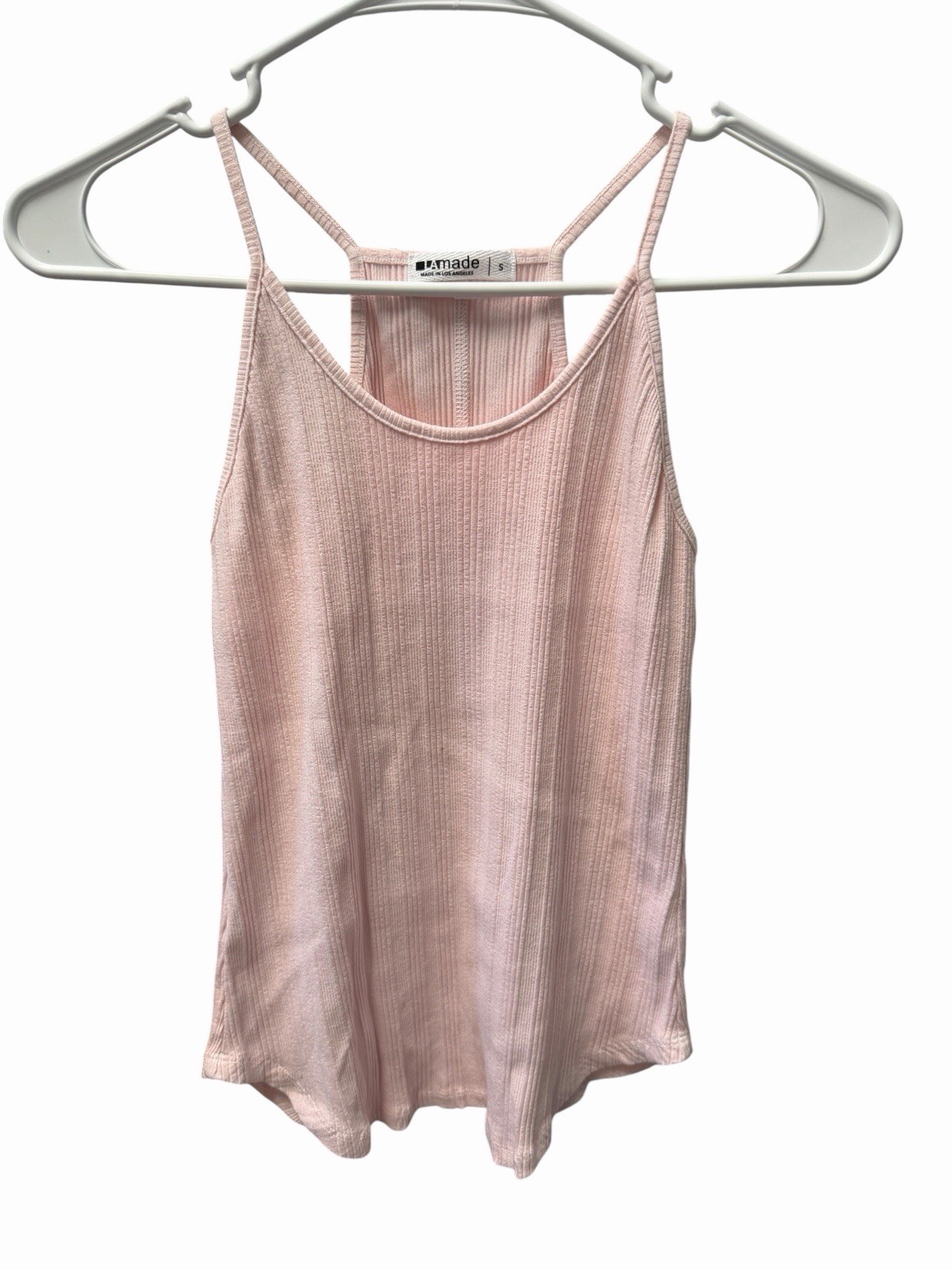 LAmade Ribbed Tank Top Women’s Small Pink Spaghetti Strap Scoop Neck NWOT