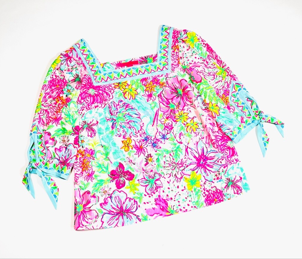 Lilly Pulitzer Womans top Floral Print Top Size L RN88189