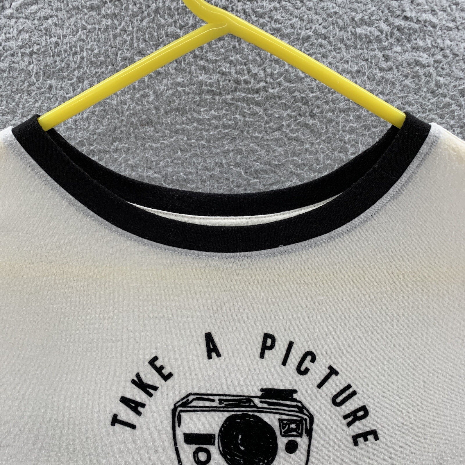 The Print Shop Graphic T-Shirt Camera Take A Picture It Lasts Longer Logo Size S