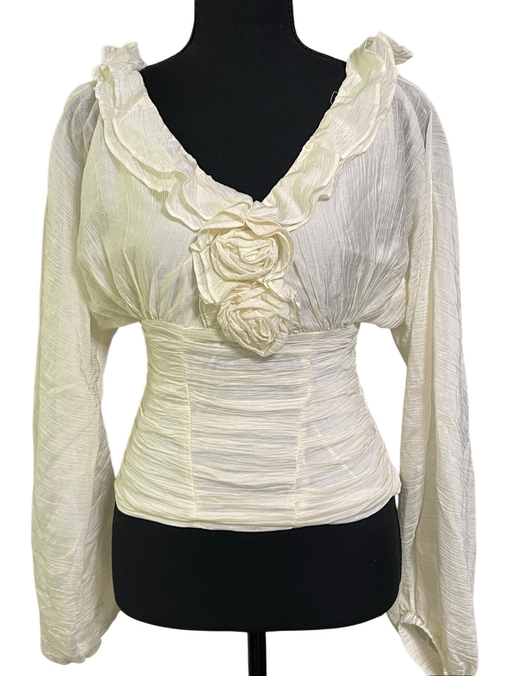 Trang Axit Women’s Romantic Era Chiffon Rose-Bodice Peasant Top size XS