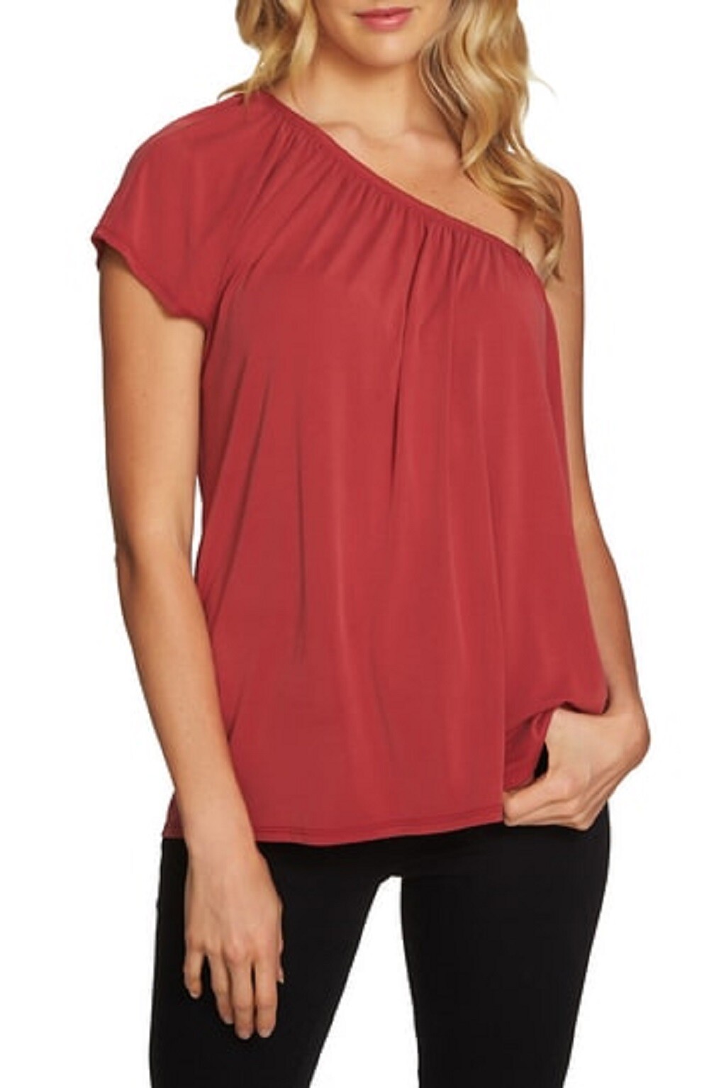1.STATE One-Shoulder Top Dark Rust Small