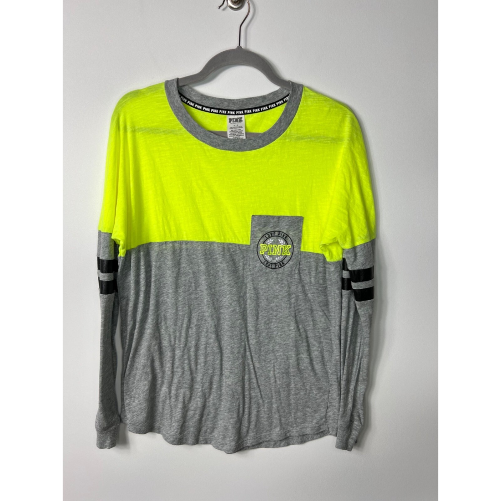 Pink Victoria’s Secret long sleeve top women’s Size small Color block Green Gray