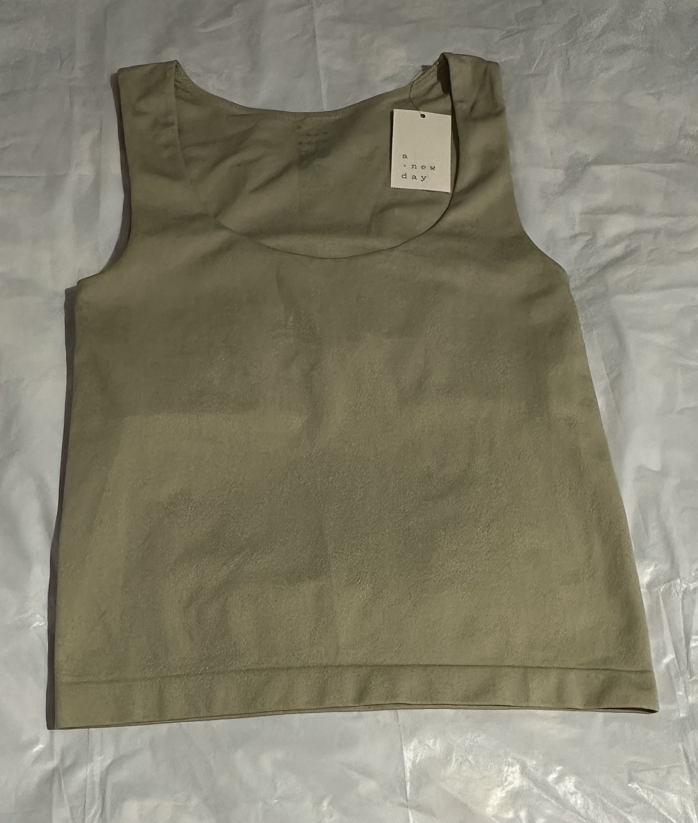 a new day Women’s S Green Scoop Neck Wide Strap Knit Tank Top Rayon Spandex