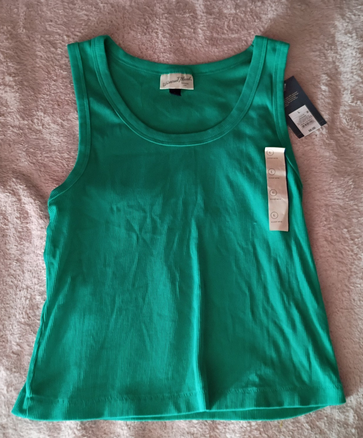 Womans L teal tanktop, Universal Thread brand, cotton/poly/spandex, NEW with tag
