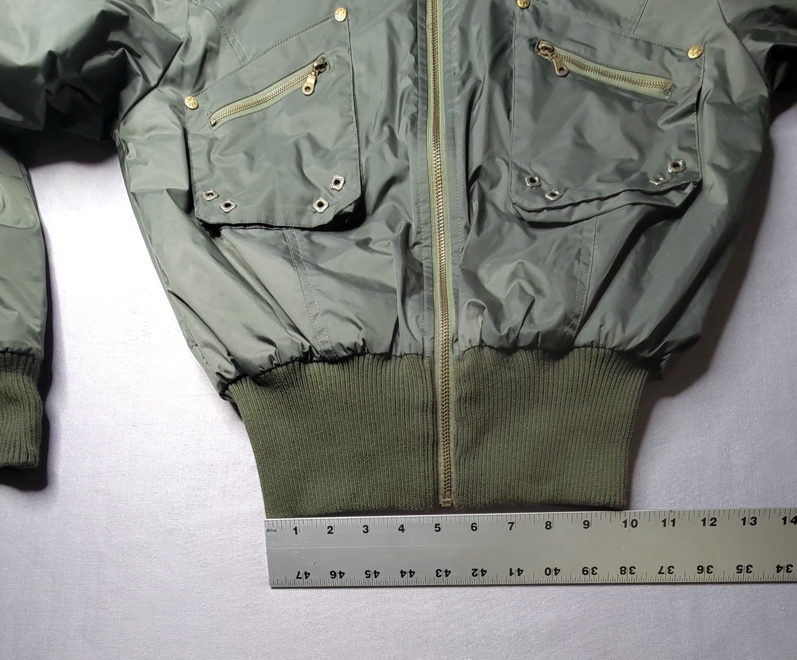 D&G woman Green Hooded Fur Trim Bomber Jacket Lined Full Zip Stand-Up 2