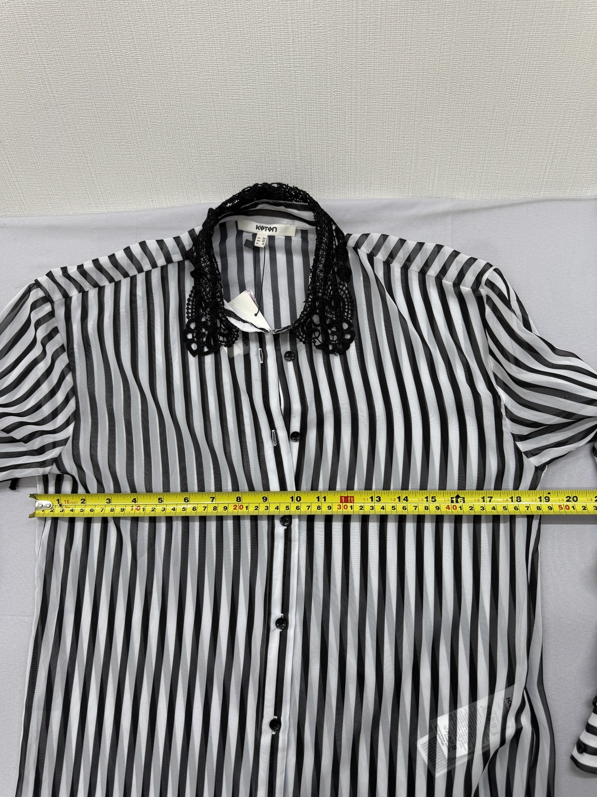 Koton Black White Striped Button-Down Blouse Long Sleeve EUR 34
