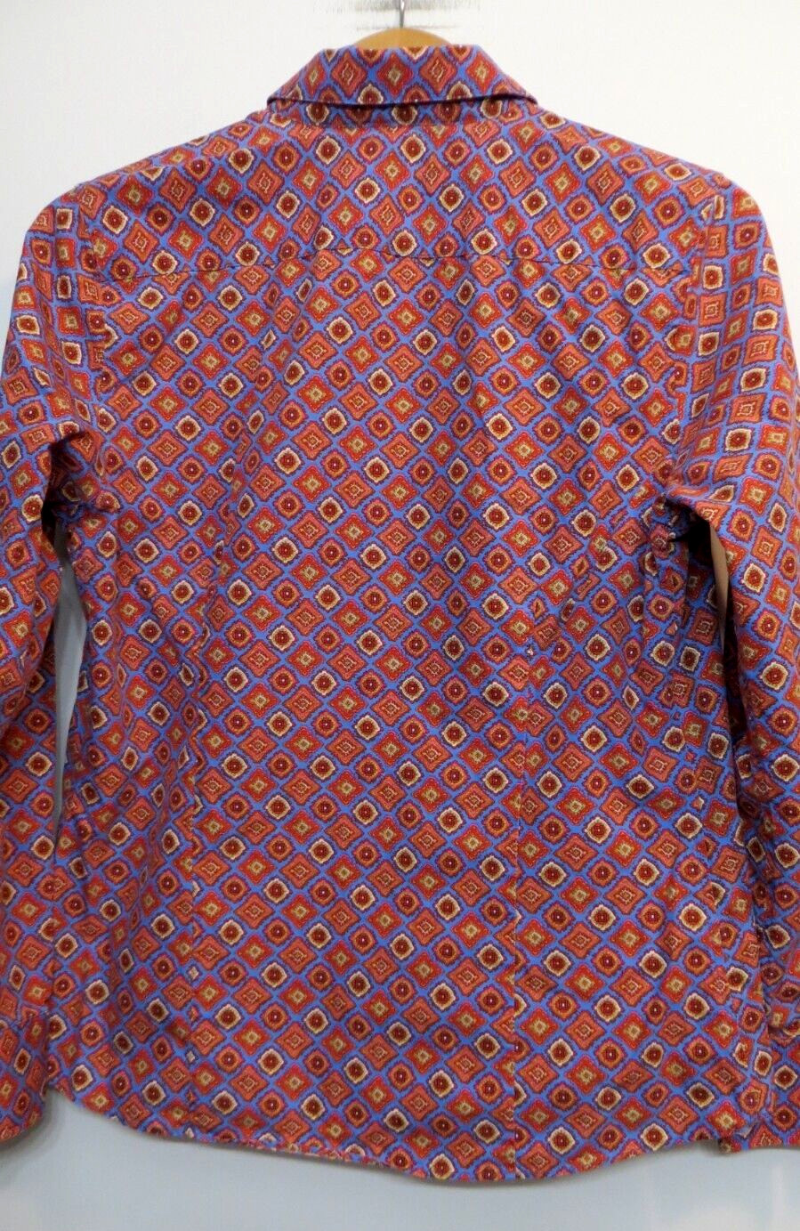 Lands’ End Shirt Women 8 Multicolor Pattern No Iron Supima Button Up Long Sleeve