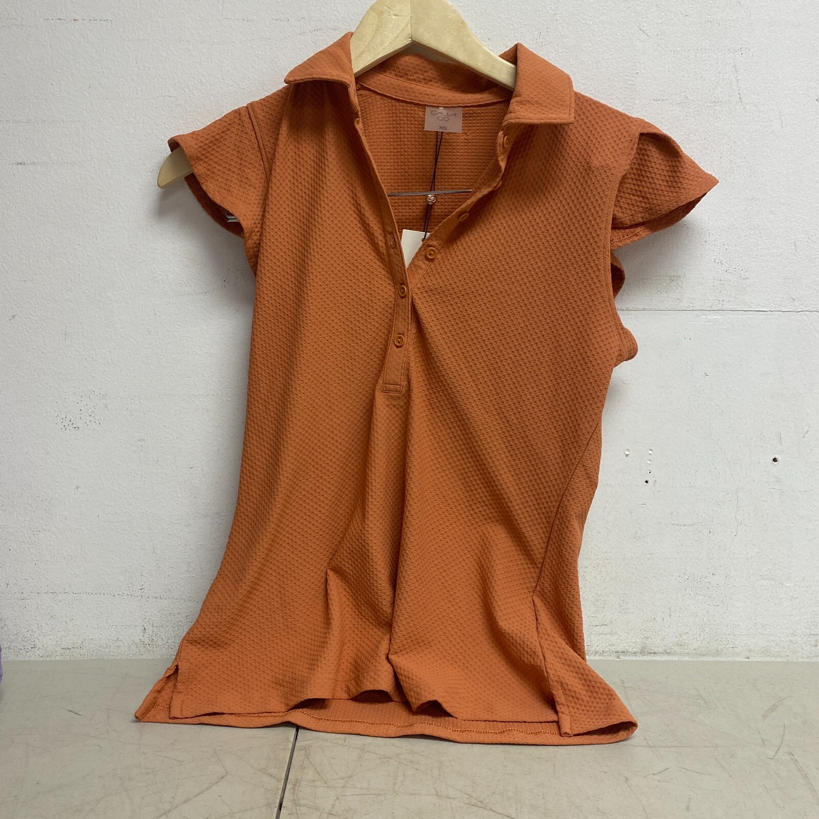 CALIA Women’s Honeycomb Flutter Sleeve Golf Polo Apricot Aura WCG11037