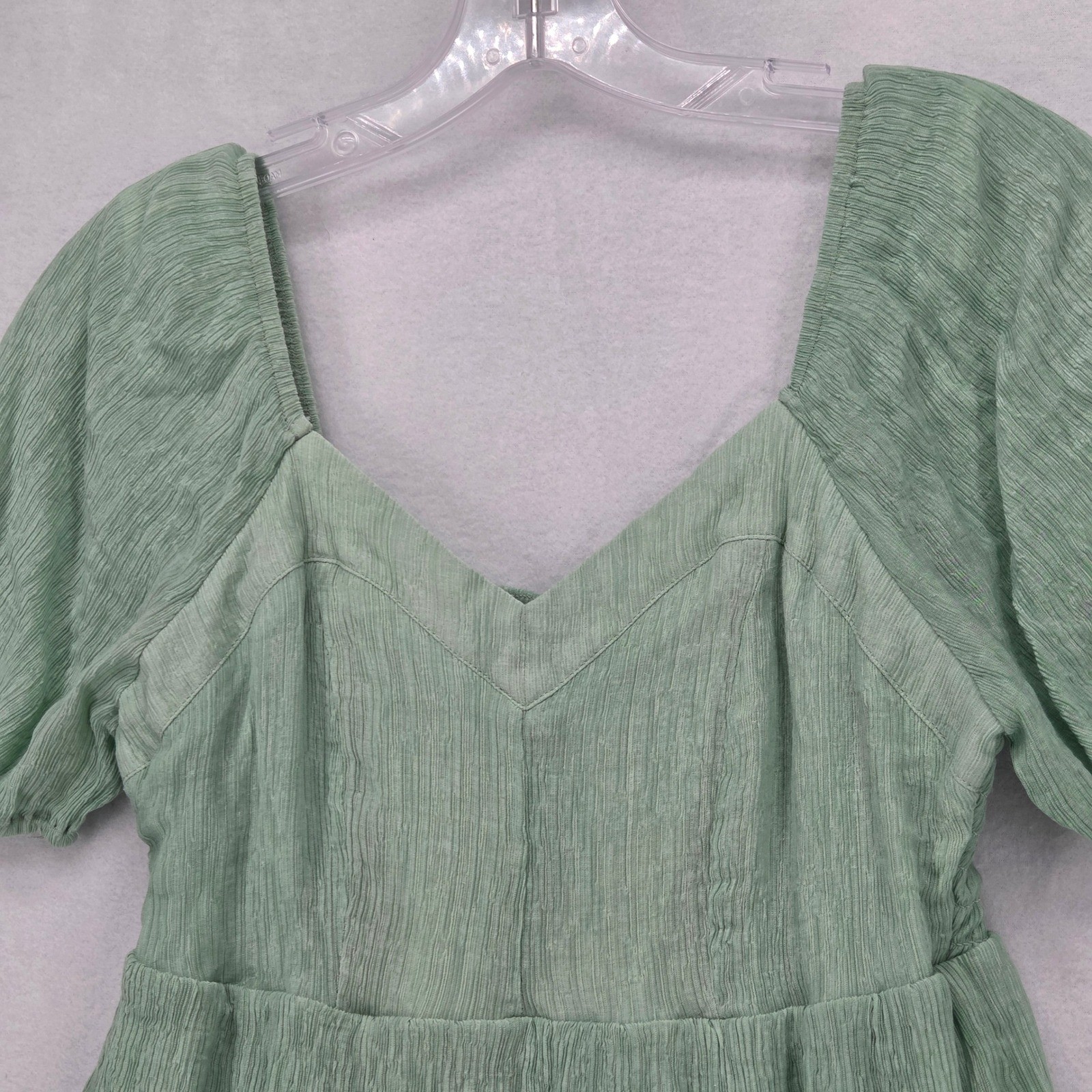 Arula Women X (XL) Babydoll Puff Sleeve Smocked Top Sage Green Coquette