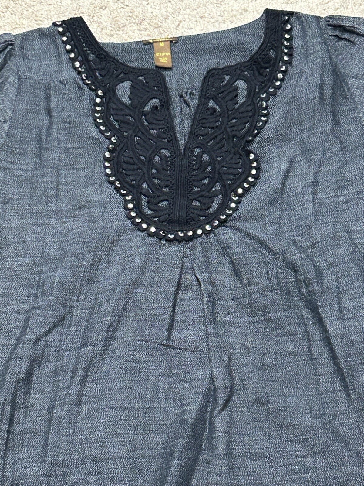 Cooper Key Womens Shirt Size Medium Multicolor Embellished Classic Dressy