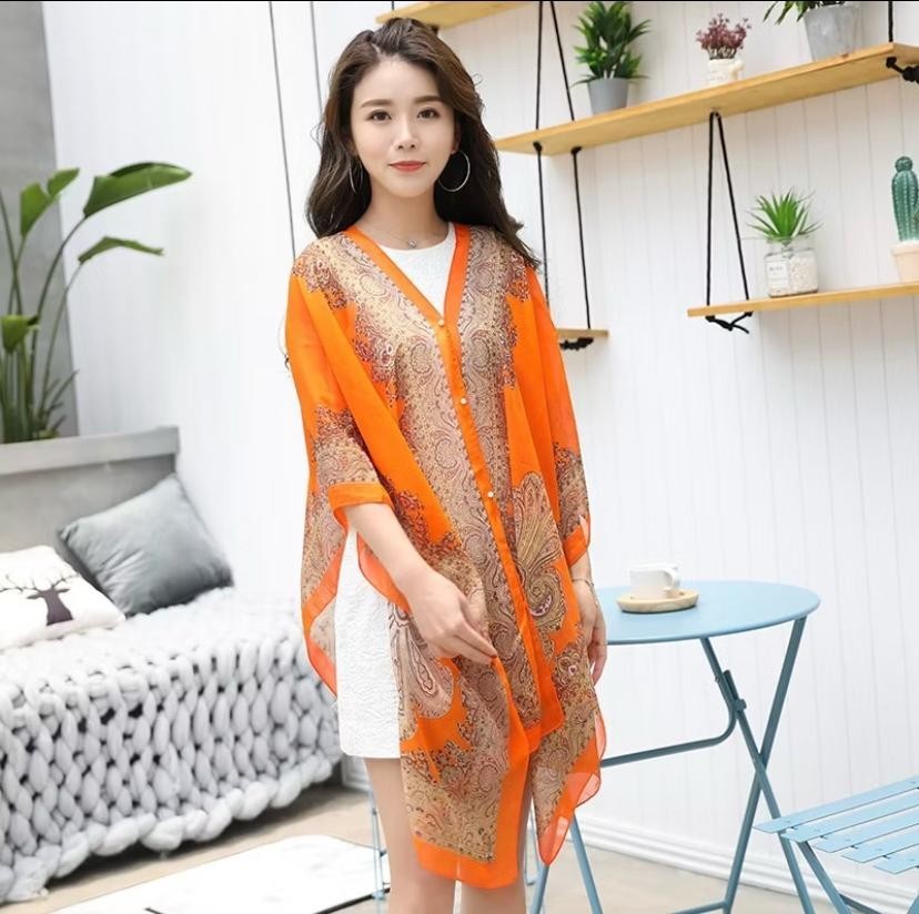 Shawl Batik Silk Scarf Chiffon Lady Blouse Top Women’s Beachside