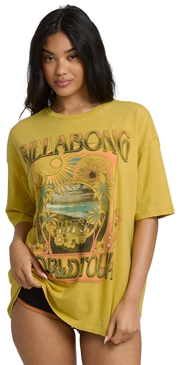 Billabong Between Night And Dawn SS Women’s T-Shirt – Dark Citron – New
