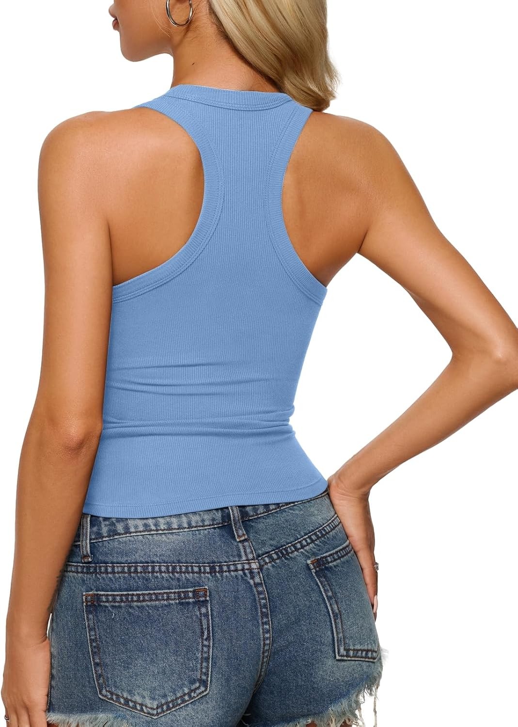 Womens Square Neck Racerback Tank Top Summer Going Out Workout