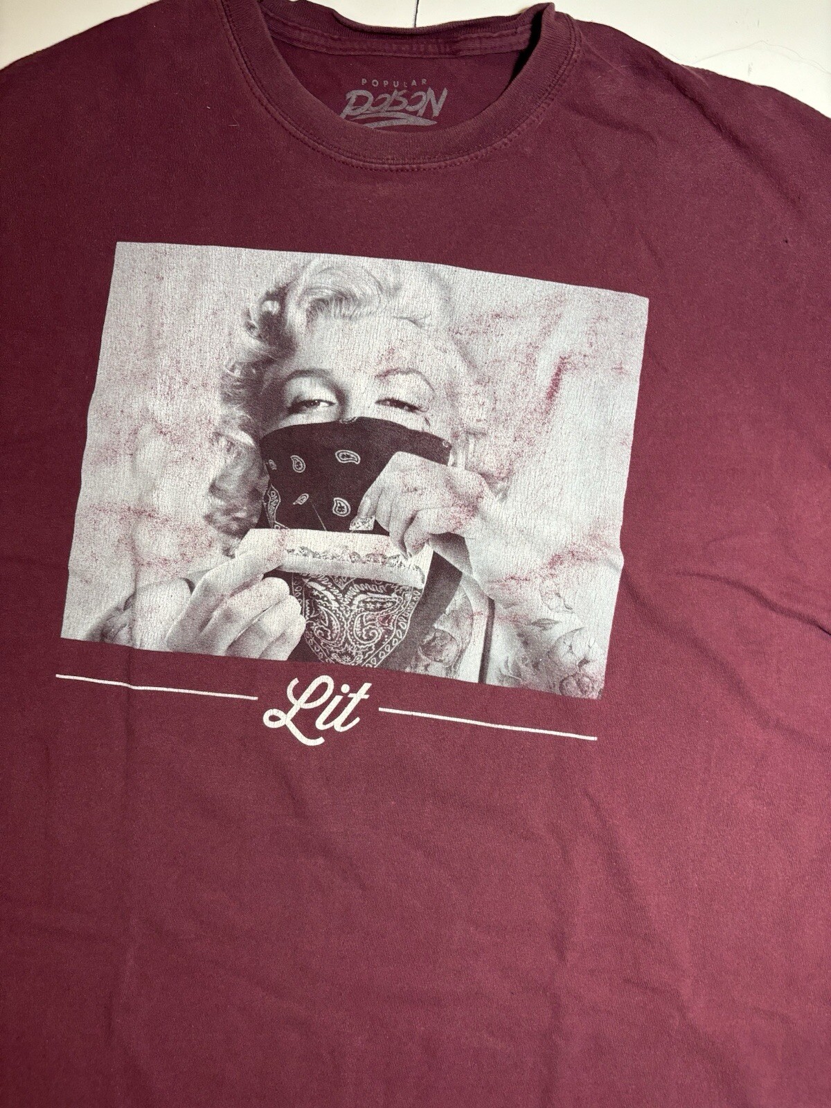 Marilyn Monroe Selfie Popular Poison Red Maroon T Shirt XL Lit 420 Cannabis Flaw