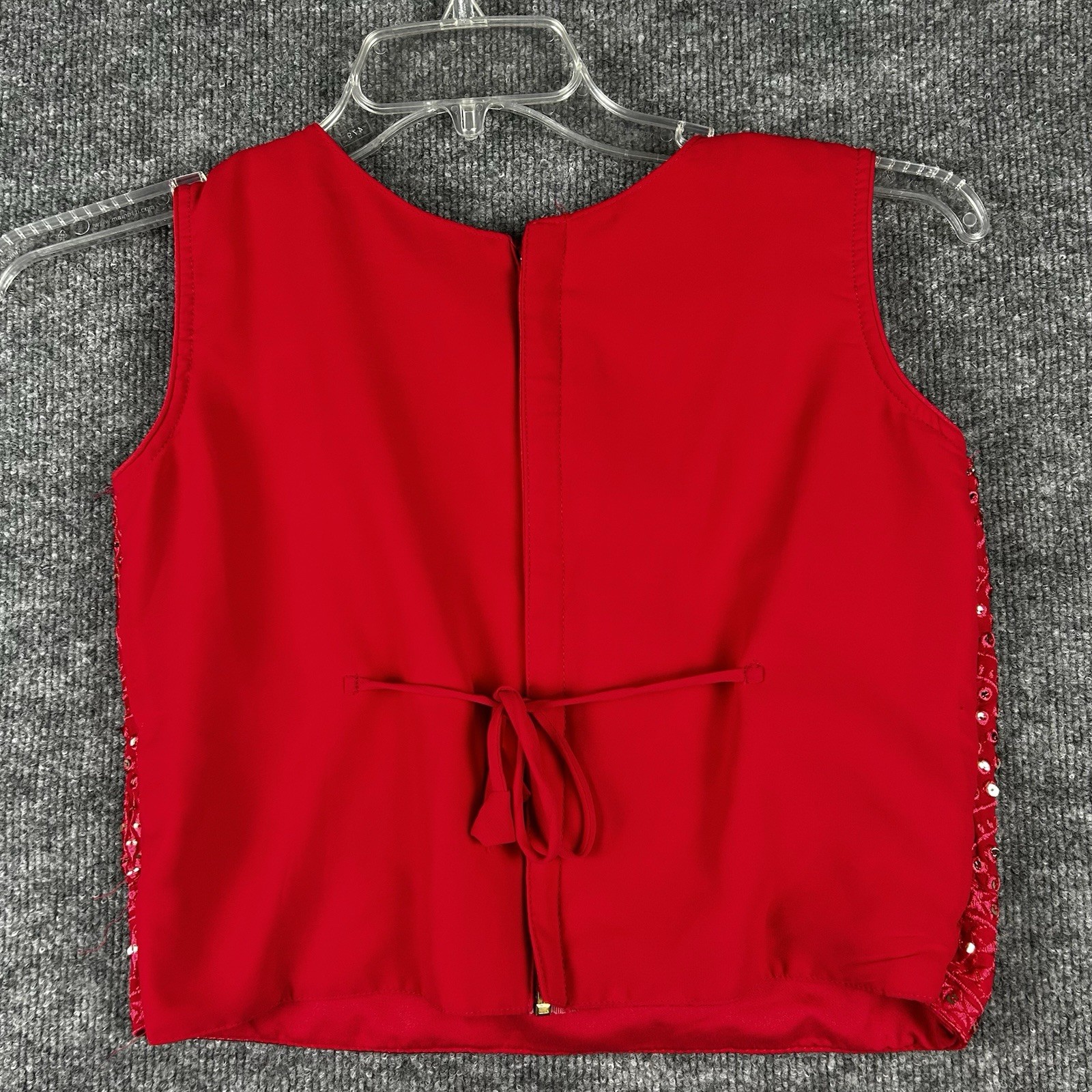 Roopam Designer Studio Red Sequin Embroidered Crop Top Saree Blouse Size 38 95cm