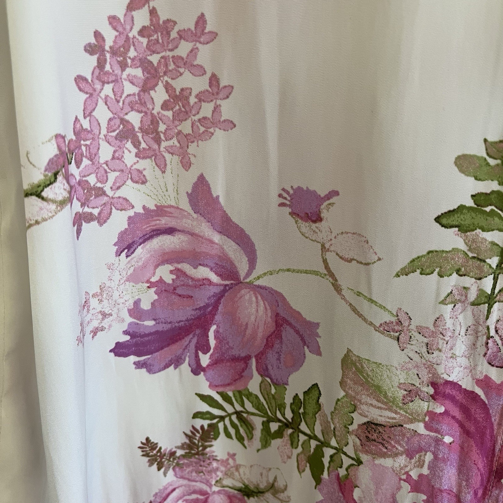 Rose + Olive Fairy Women’s White Pink Green Floral Resort Tropical Blouse M