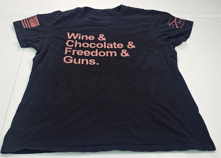 Grunt Style Wine Chocolate Freedom & Guns Women’s T Shirt Size Xl Black