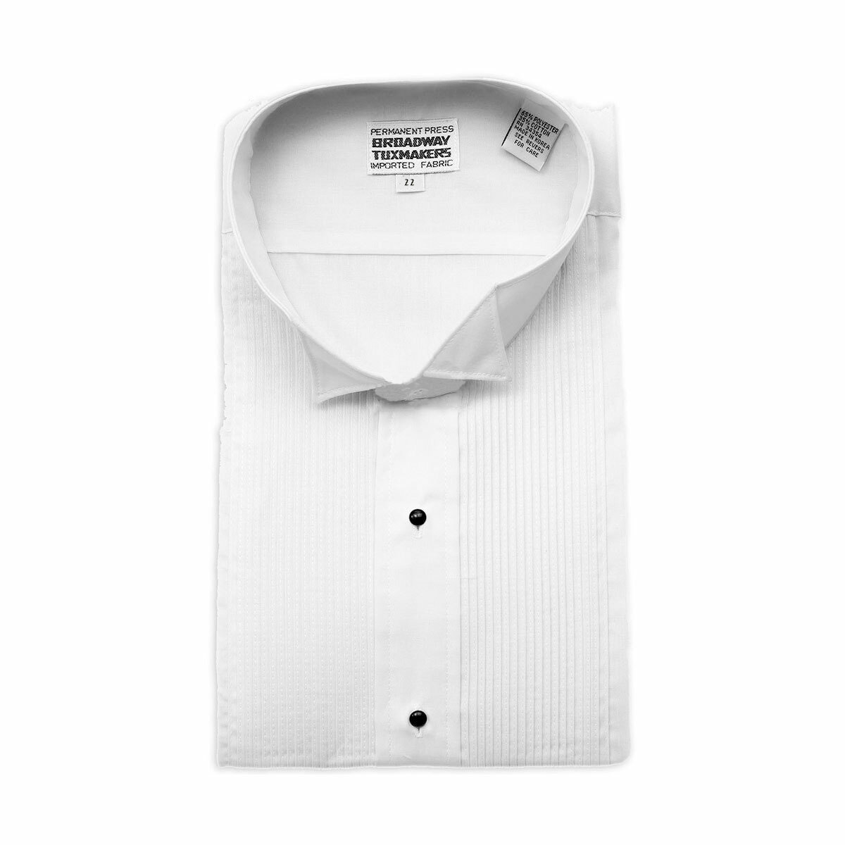 Womens Tuxedo Shirt With Wing Collar & 1/8″ Pleats NEW White