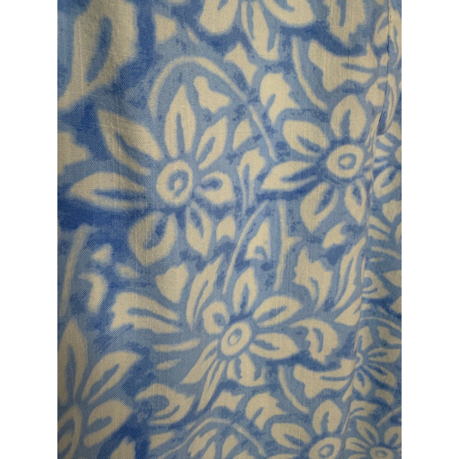 Johnnie-O Women Small Alana Woven Popover Blouse Blue Floral Long Sleeve Top S