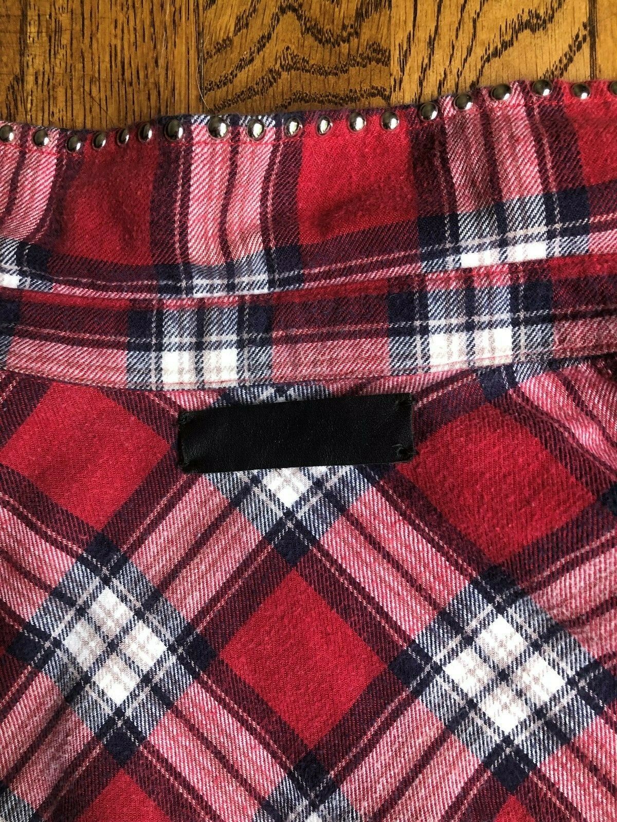 AMIRI Stars Embellished Checked Flannel Button Down Red Shirt Size Samll