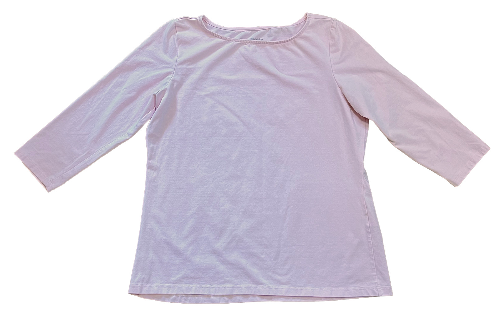 Chadwick’s of Boston Women’s Pale Pink Cotton Boatneck 3/4 Sleeve Top – Size L