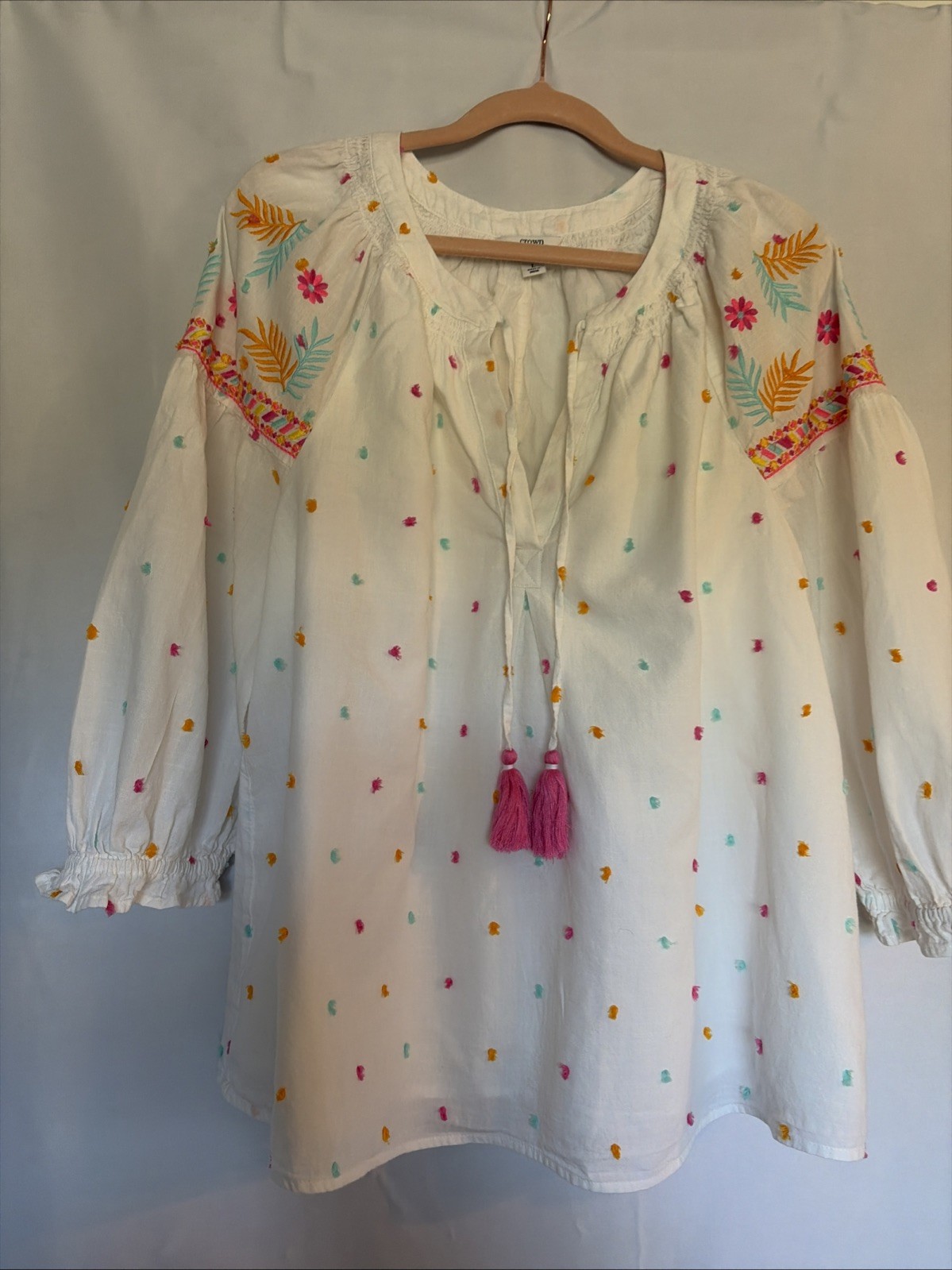Crown and Ivy Women’s Boho Cotton Blouse, Large