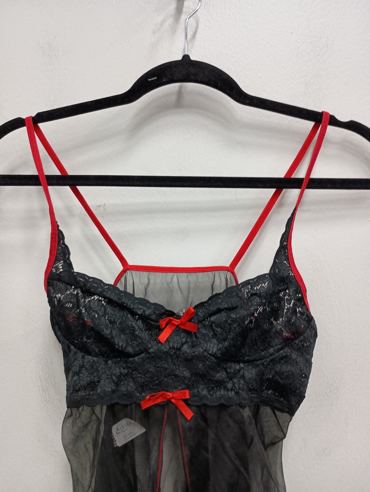 Espiral Babydoll Top Small Black Red Lace Sheer Whimsygoth Grunge Camisole