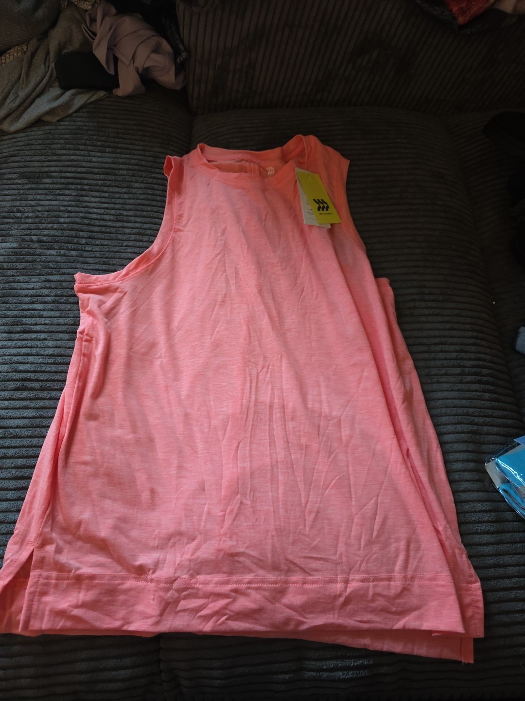 ALL IN MOTION Womens Pink Crew Neck Relaxed Fit Hip Length Tank Top size XXL NWT