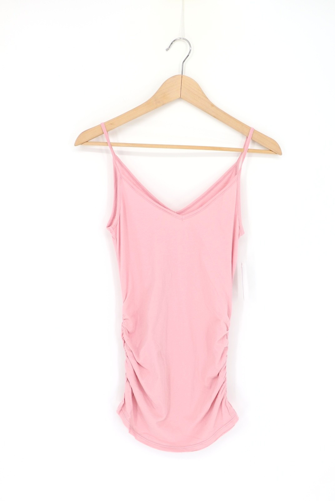 VELVET By Graham & Spencer Yara V-Neck Ruched Side Cami Top Flamingo S $94 B8