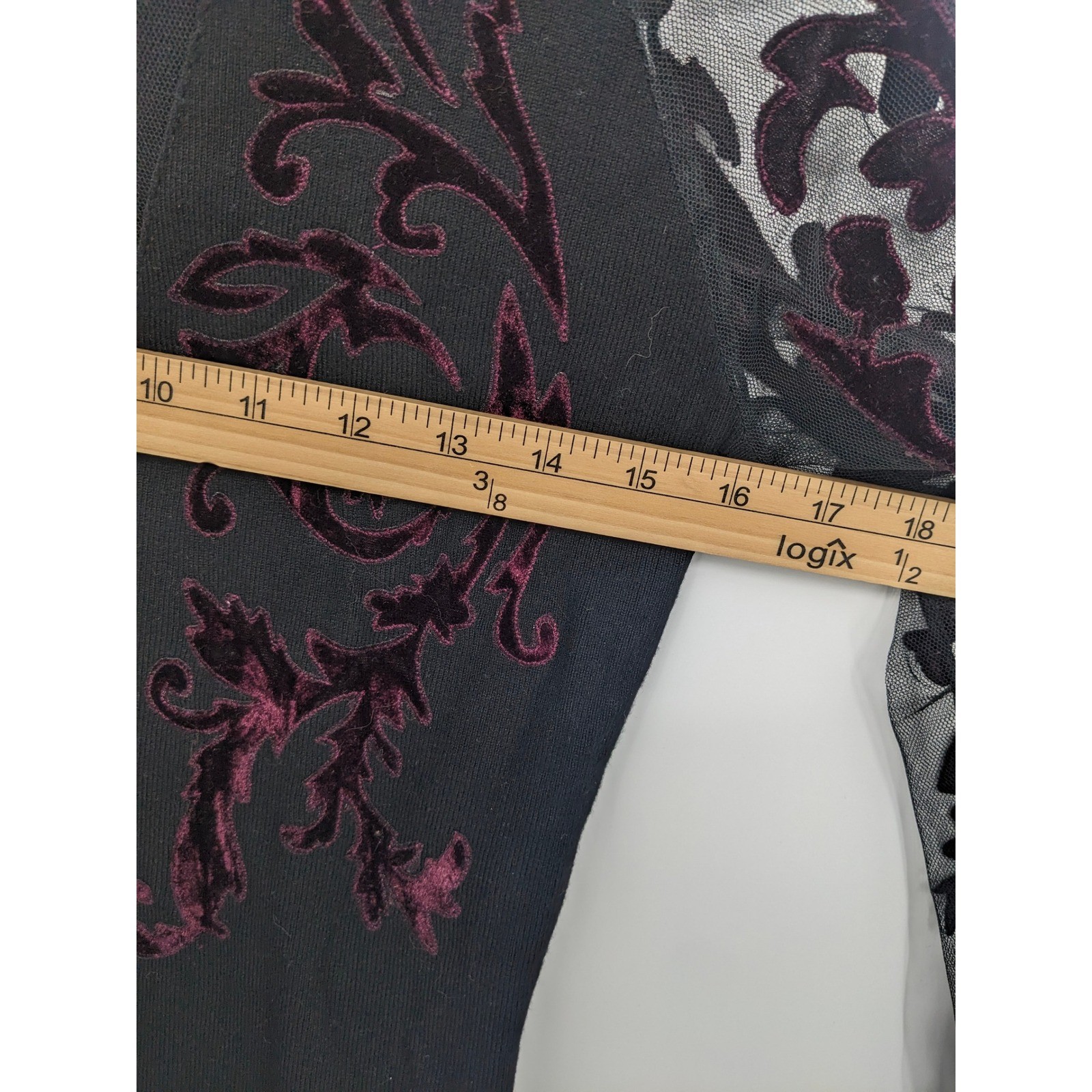 Whimsigoth Top Women Small Black Velvet Sheer Long Sleeve Y2K Witchy Vampire INC