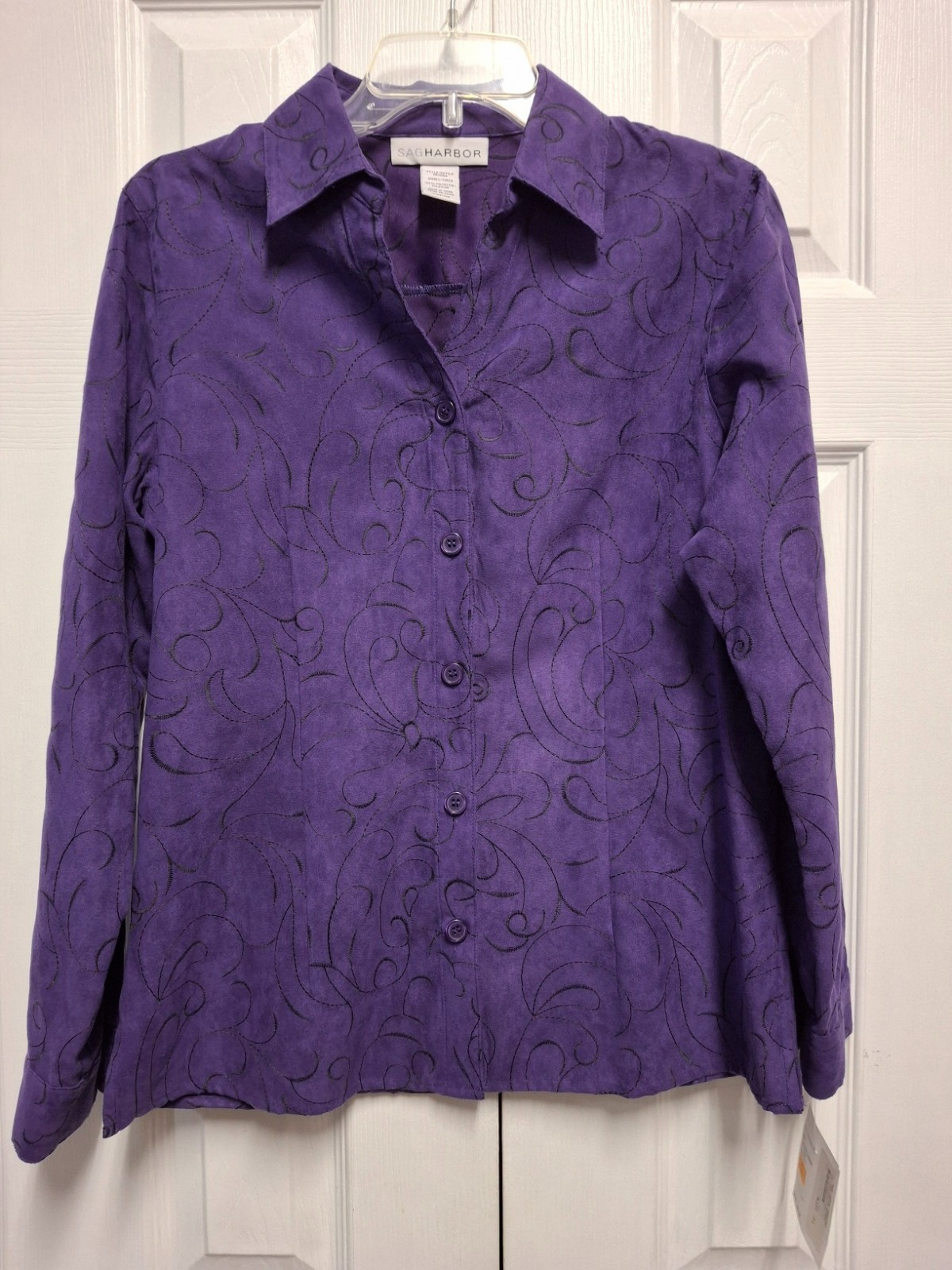 Sag Harbor Faux-Suede Violet Blouse Size S NWT