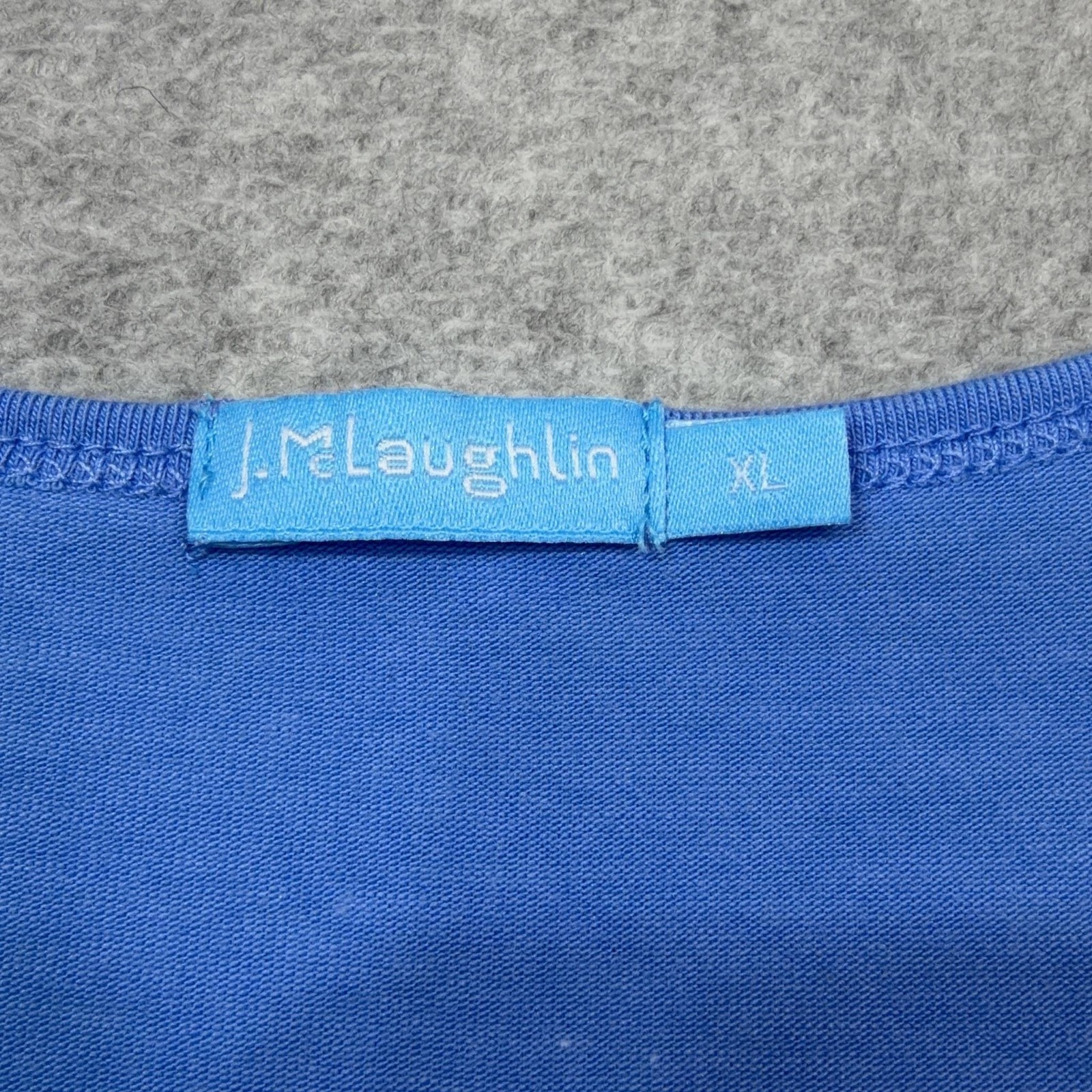 J McLaughlin Tee Shirt Womens XL Blue Solid Short Sleeve Crewneck Stretch Top