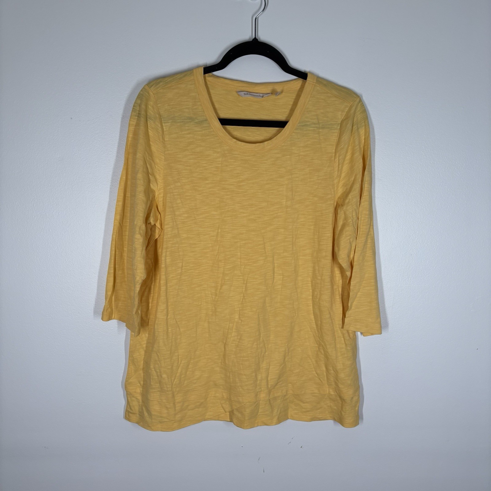 Soft Surroundings Women PL Yellow Slub Layered 3/4 Sleeves Petunia Tunic NWOT