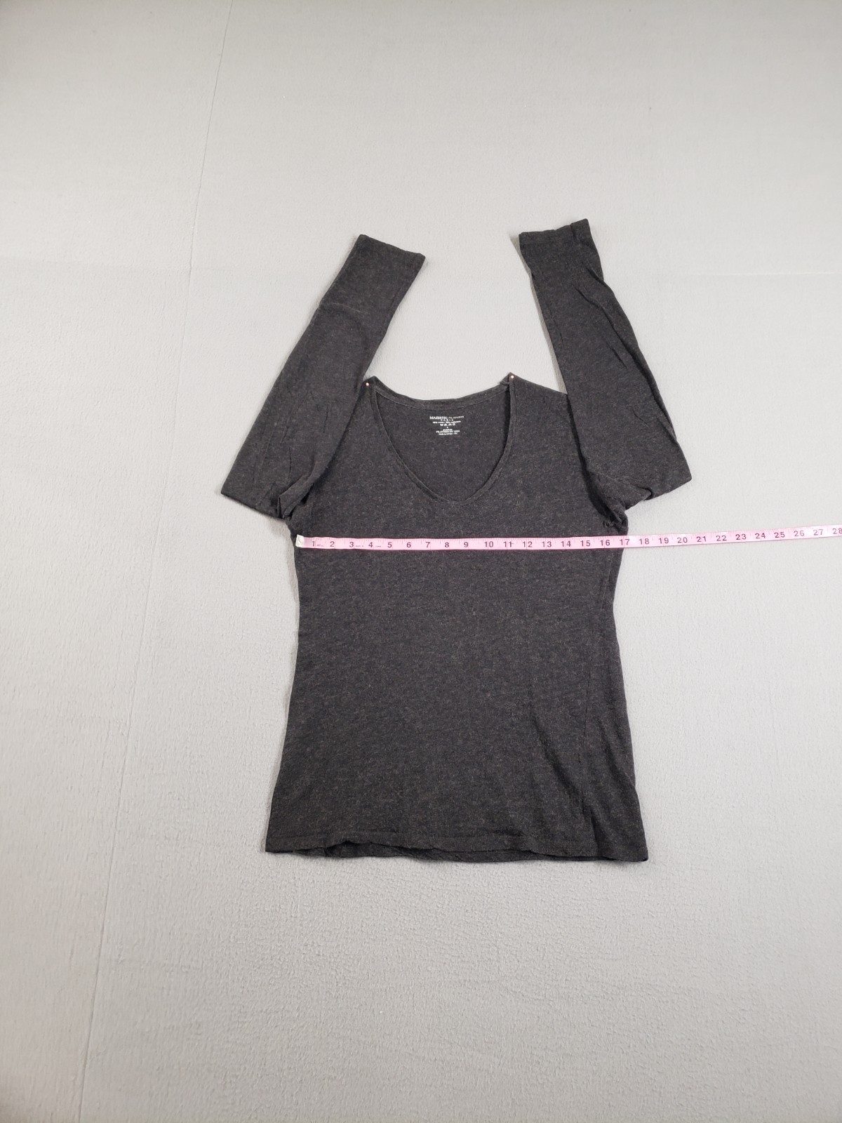 Majestics Filatures Women Top 4 Dark Gray Heather Long Sleeve V Neck Tee Summer