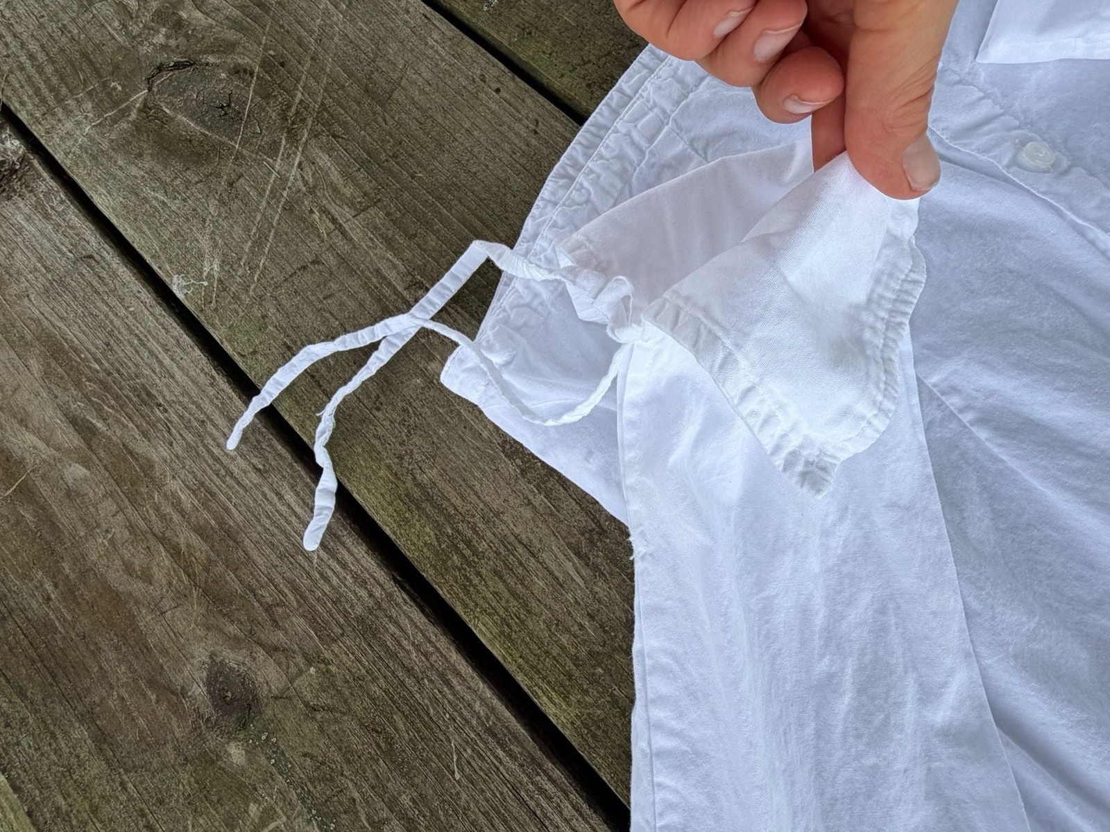 Punch! Women’s White Long Sleeve Button-Down Shirt with Cuff Tie Details