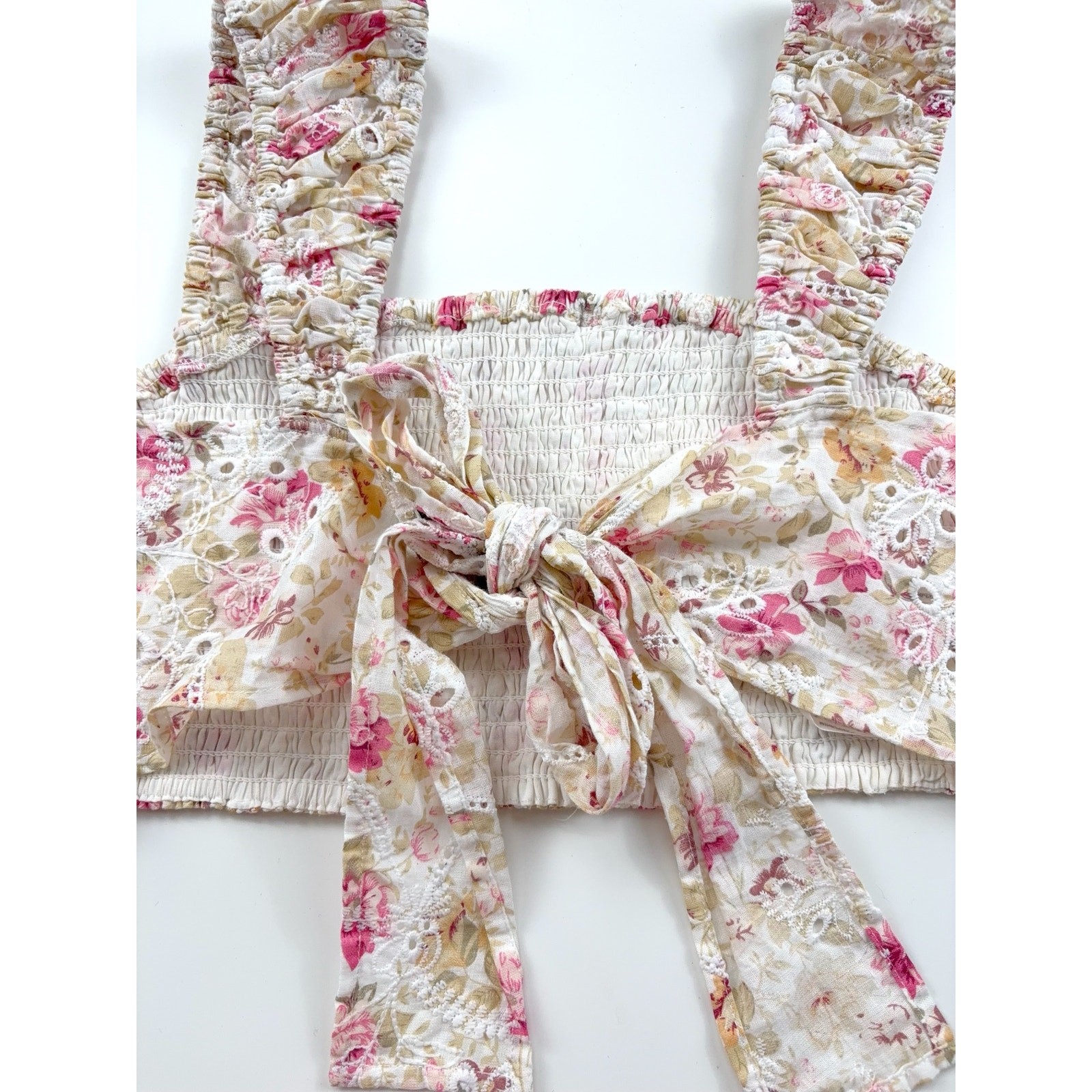 MINKPINK Cecile Floral Prairie Crop Top in Pink Size Small