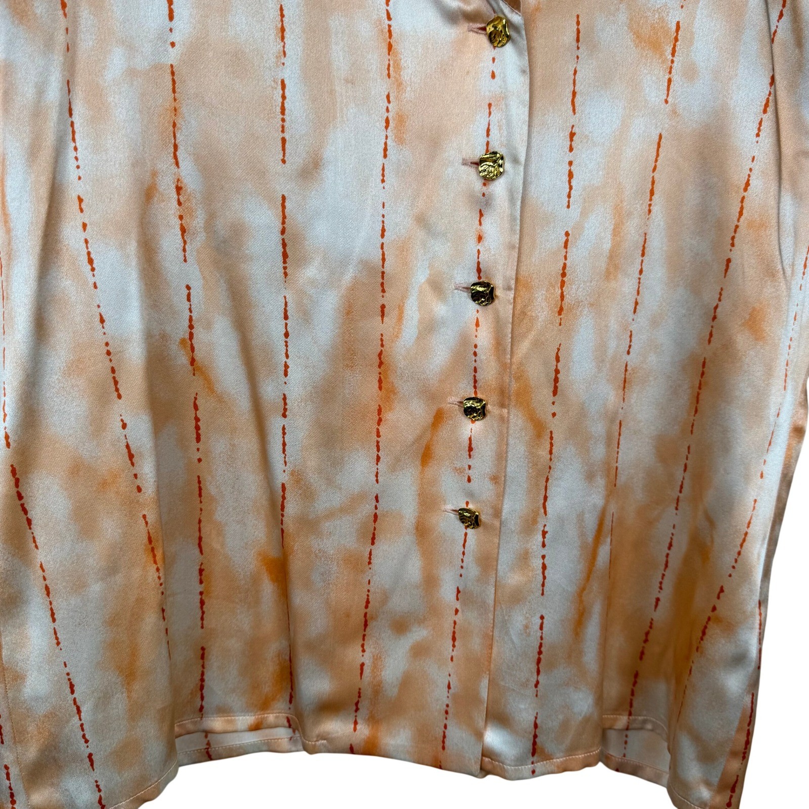 Escada Margaretha Ley 100% Silk Blouse Vintage Peach Gold Button EU40 US 10