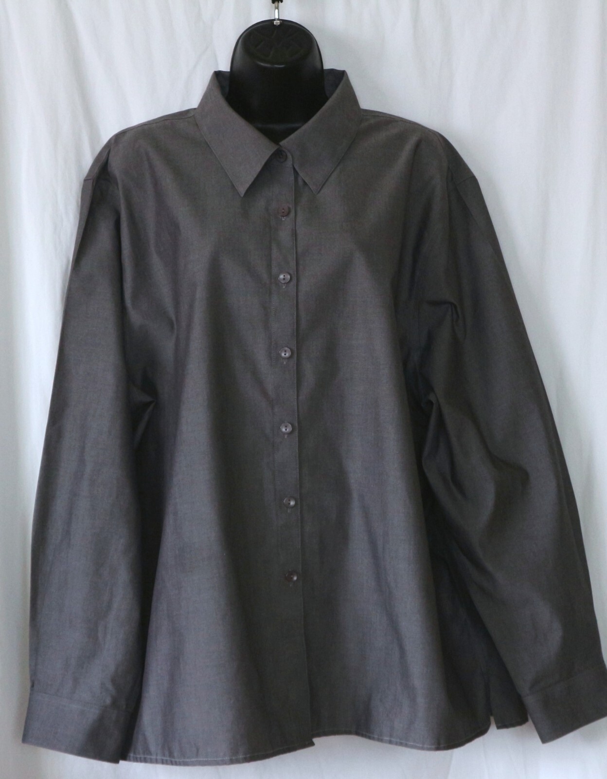 FOXCROFT Grey No Iron Classic Fit Cotton Blouse 56 In Chest 29 In Lng Sz 22W EXC