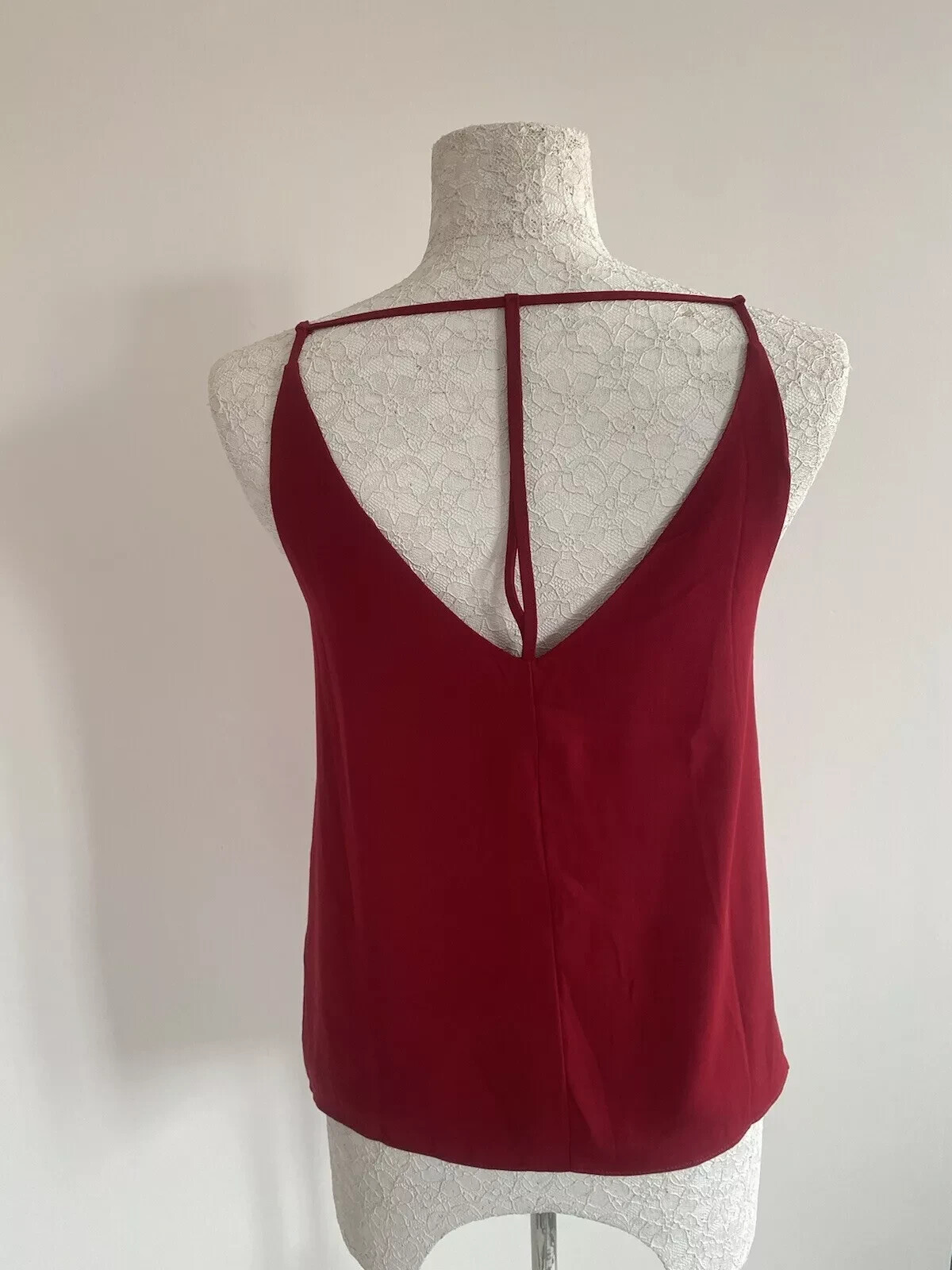 Look SEXY in this alluring boohoo red strapped camisole top, sheer, size 8